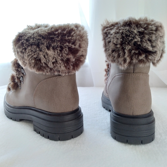 Madden Faux Suede Shearling Lined Lug Lace-Up Zip Ankle Boot, Warm Fuzzy Furry - Picture 3 of 11